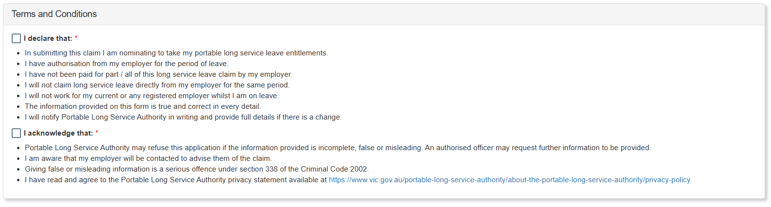 Contract cleaners and security works must accept the terms and conditions before submitting their claim.