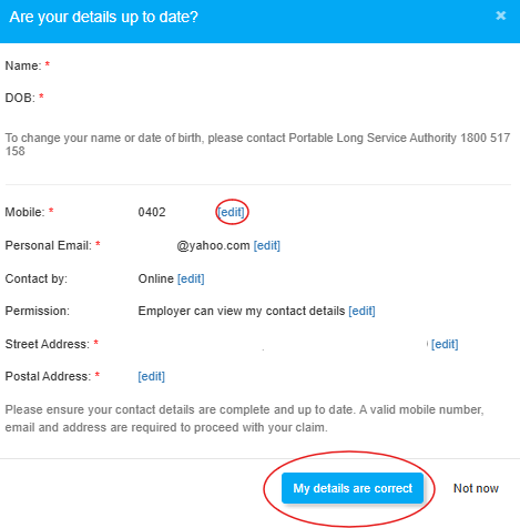Image shows how to edit your details in the worker portal